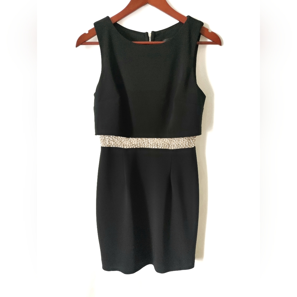 Betsy & Adam Embellished Waist Illusion Mini Dress 4